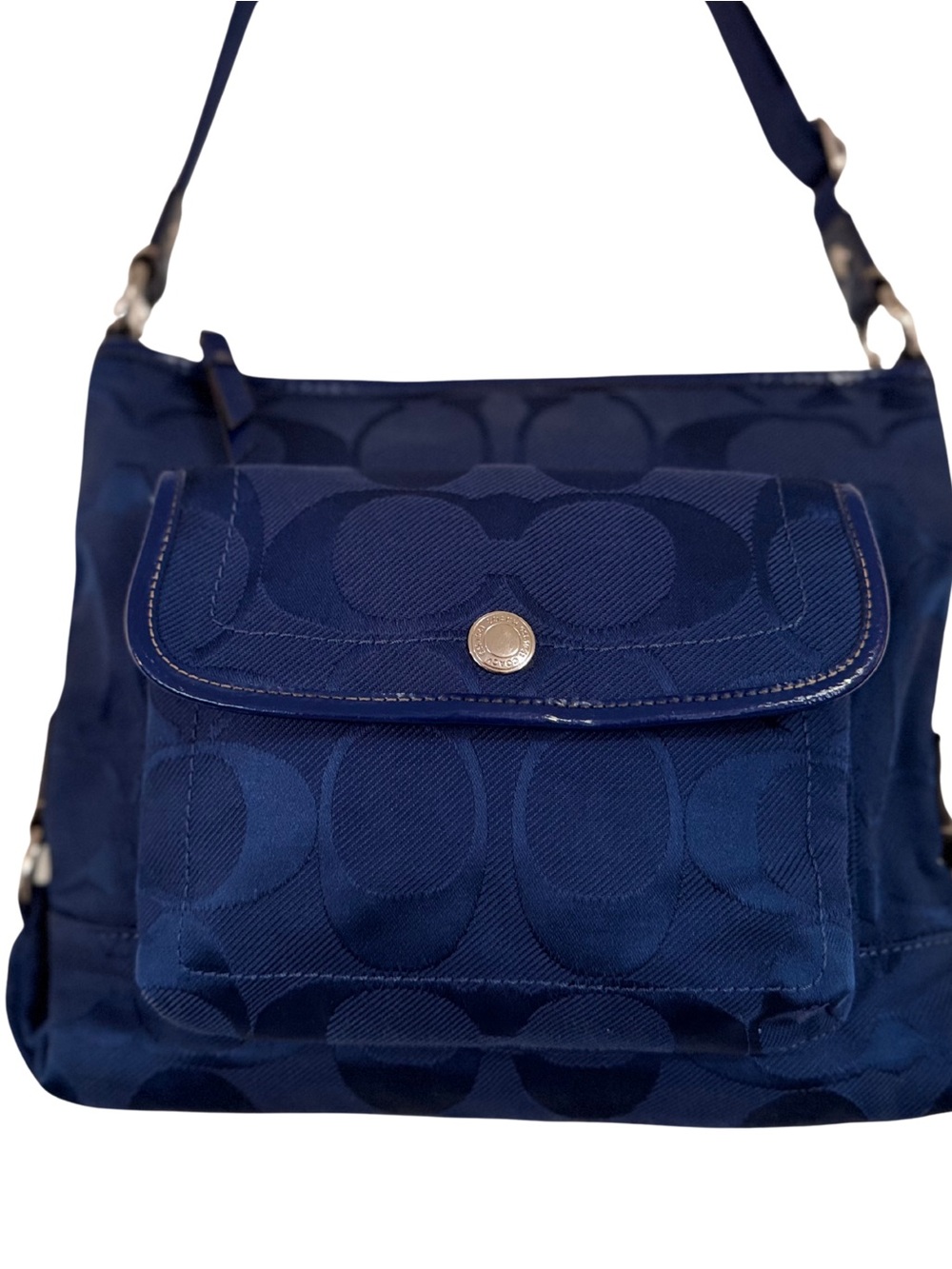 Y2K Coach Kyra Navy Blue Signature Nylon Crossbody Bag